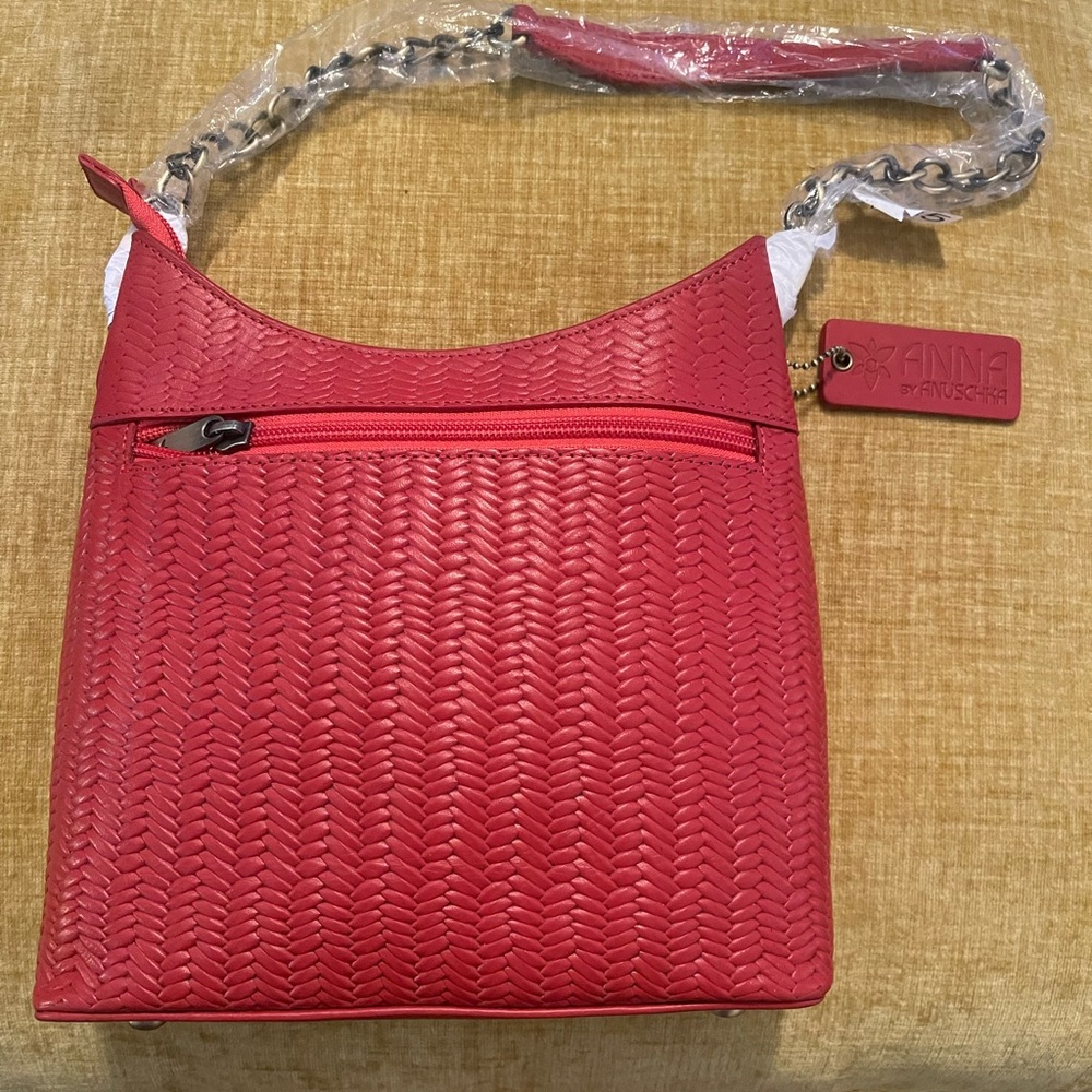 Red Anna by Anschka Woven Shoulder Bag